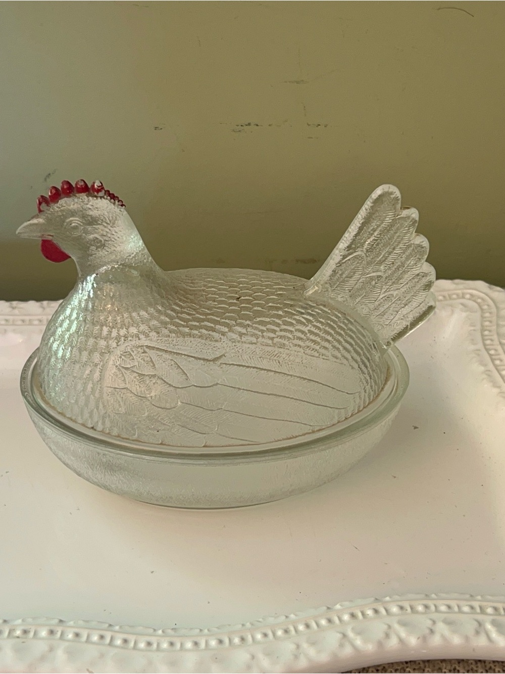 Vintage Indiana Glass Clear "Hen on Nest" covered candy dish